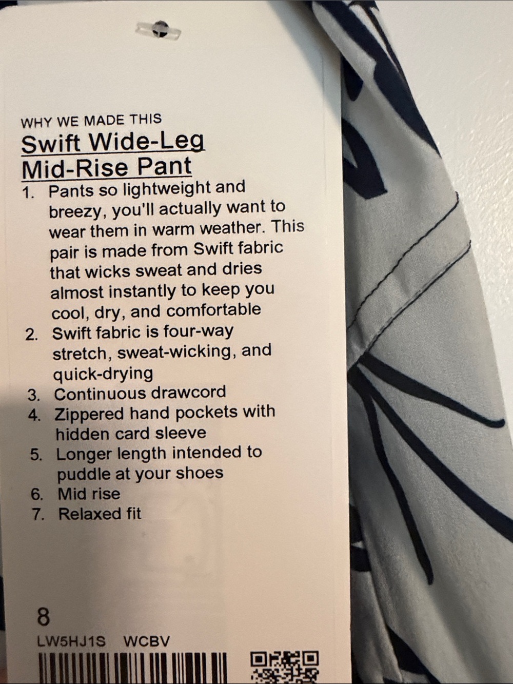 NWT lululemon Swift Wide-Leg Mid-Rise Pant Size 8 Wildflower Vapor Club Blue - Picture 2 of 2